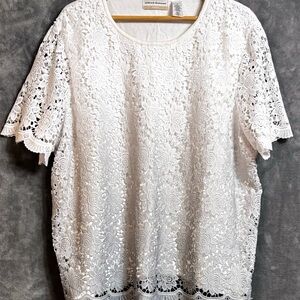 Alfred Dunner White Lace Blouse